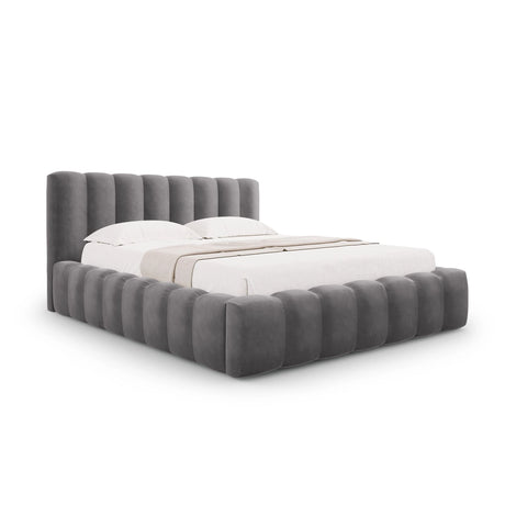 Palma Bett mit Kopfteil und Stauraum aus Samt in Grau (Bluvel 14), 180x200 cm von Cosmopolitan Design – Bild 1