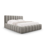 Palma Bett mit Kopfteil und Stauraum aus Samt in Hellgrau (Bluvel 13), 140x200 cm von Cosmopolitan Design – Bild 1
