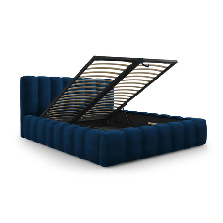 Palma Bett mit Kopfteil und Stauraum aus Samt in Königsblau (Bluvel 86), 200x200 cm von Cosmopolitan Design – Bild 3