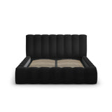 Palma Bett mit Kopfteil und Stauraum aus Samt in Schwarz (Bluvel 19), 140x200 cm von Cosmopolitan Design – Bild 2
