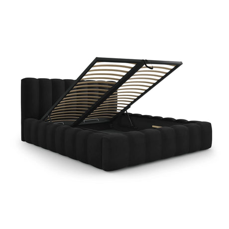 Palma Bett mit Kopfteil und Stauraum aus Samt in Schwarz (Bluvel 19), 180x200 cm von Cosmopolitan Design – Bild 3