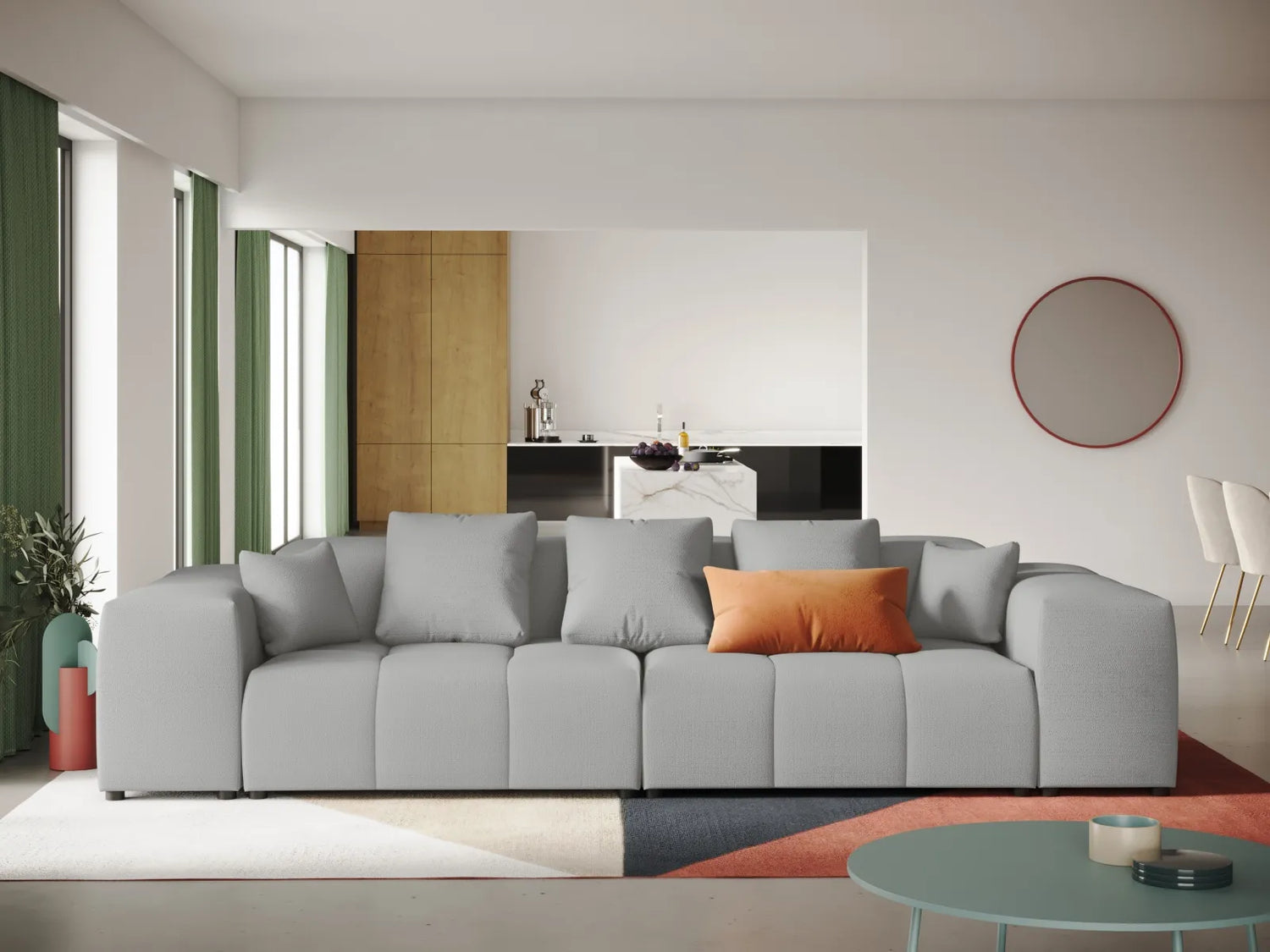 Rome 3-Sitzer Sofa aus Strukturierter Stoff in Hellgrau (BABEL LIGHT GREY), 320x120x75 cm von Cosmopolitan Design – Bild 2