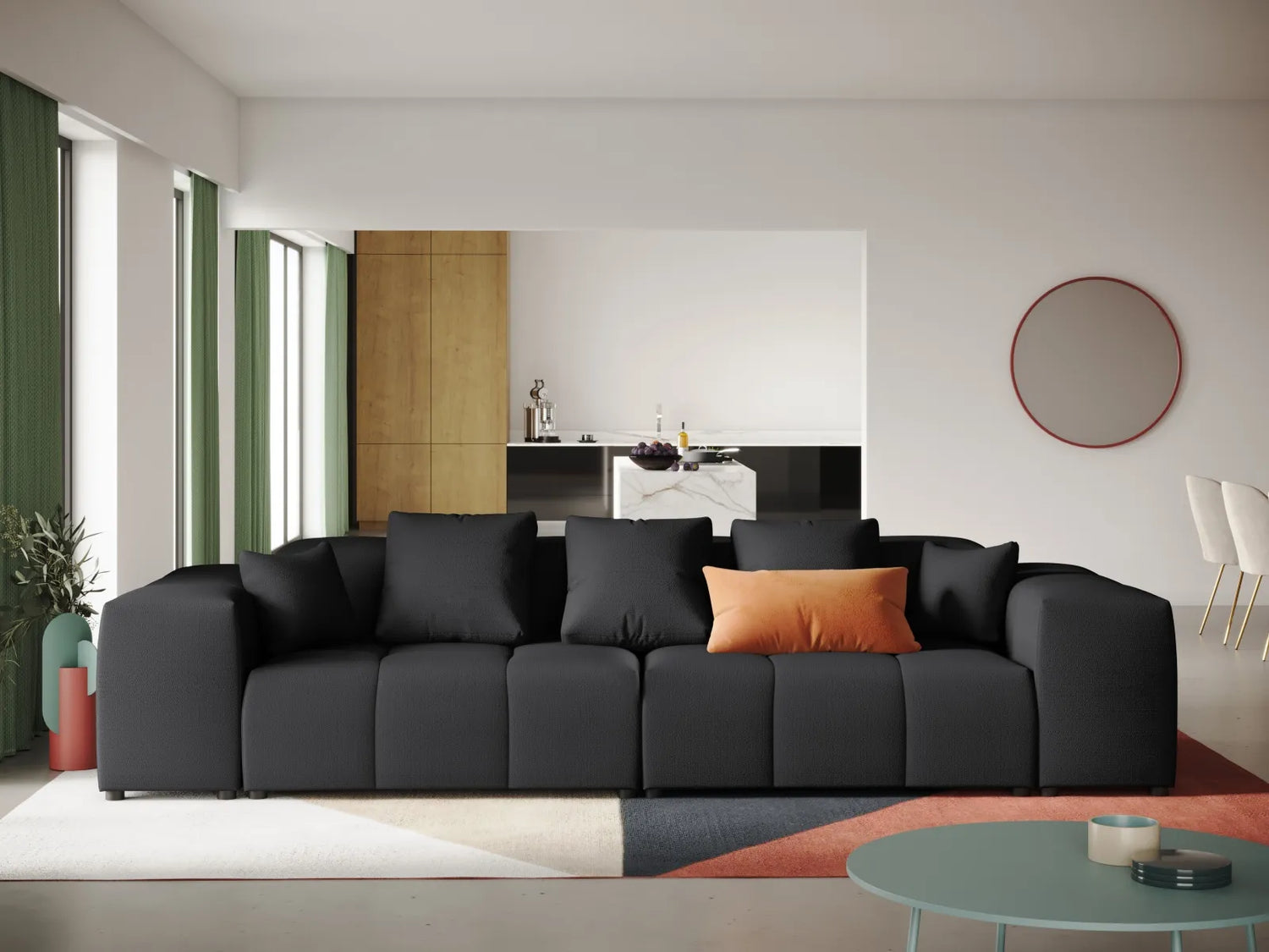 Rome 3-Sitzer Sofa aus Strukturierter Stoff in Schwarz (BABEL BLACK), 320x120x75 cm von Cosmopolitan Design – Bild 2