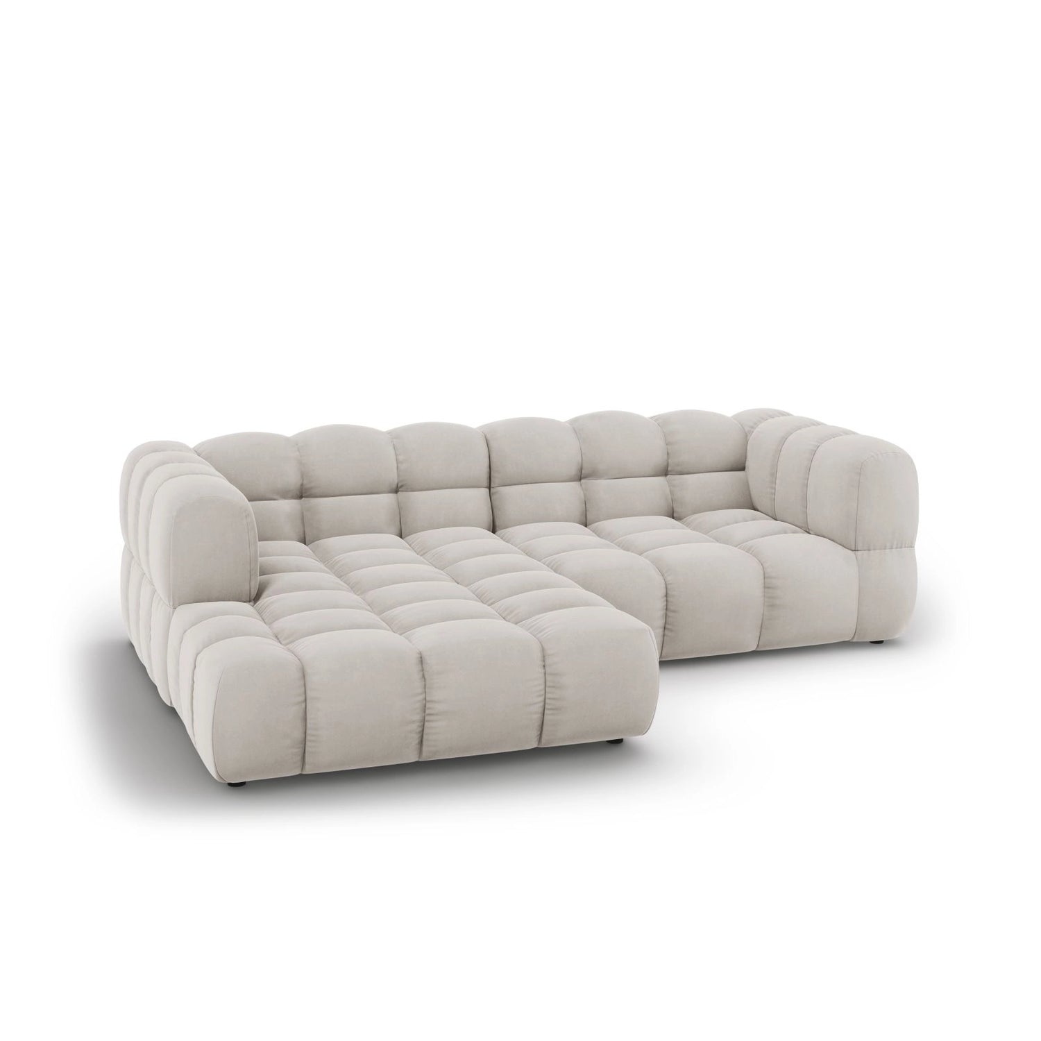 Sky 3-Sitzer Ecksofa, Linke Seite, aus Samt in Hellbeige (Casino Pearl), 244x162x70 cm von Cosmopolitan Design – Bild 4