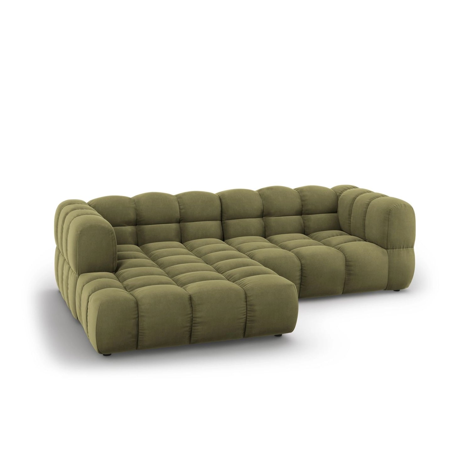 Sky 3-Sitzer Ecksofa, Linke Seite, aus Samt in Hellgrün (Casino Forest), 244x162x70 cm von Cosmopolitan Design – Bild 4