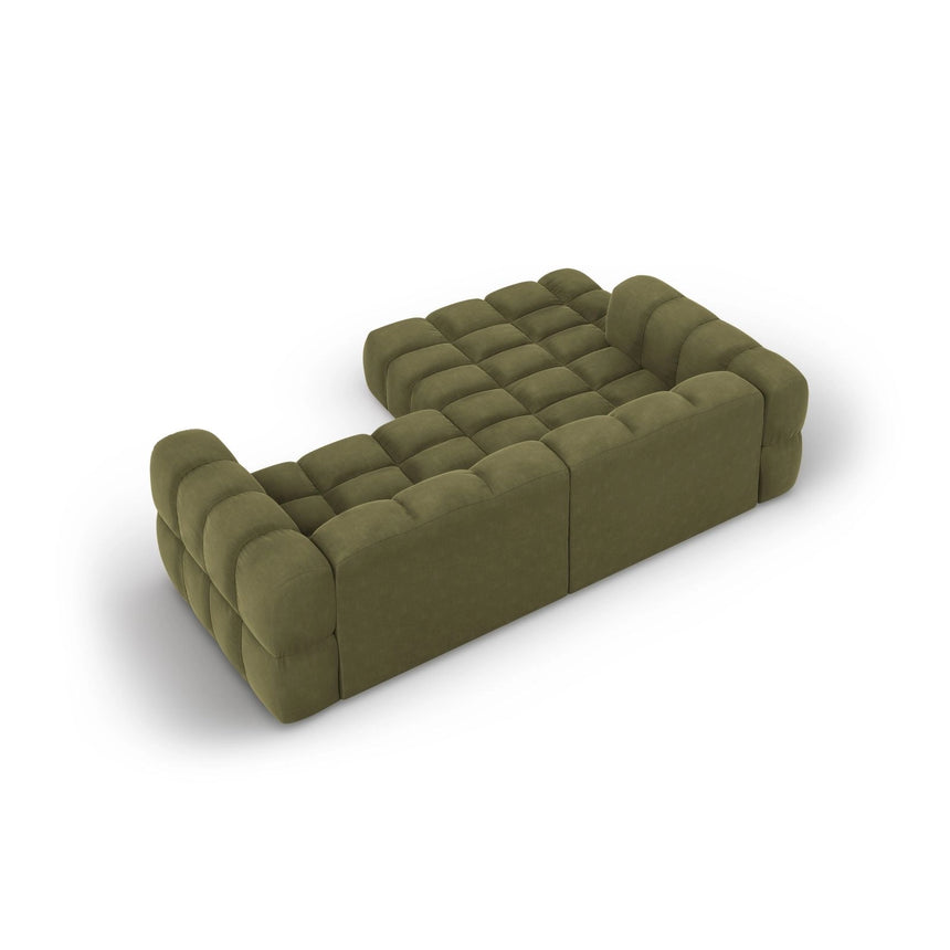 Sky 3-Sitzer Ecksofa, Linke Seite, aus Samt in Hellgrün (Casino Forest), 244x162x70 cm von Cosmopolitan Design – Bild 5