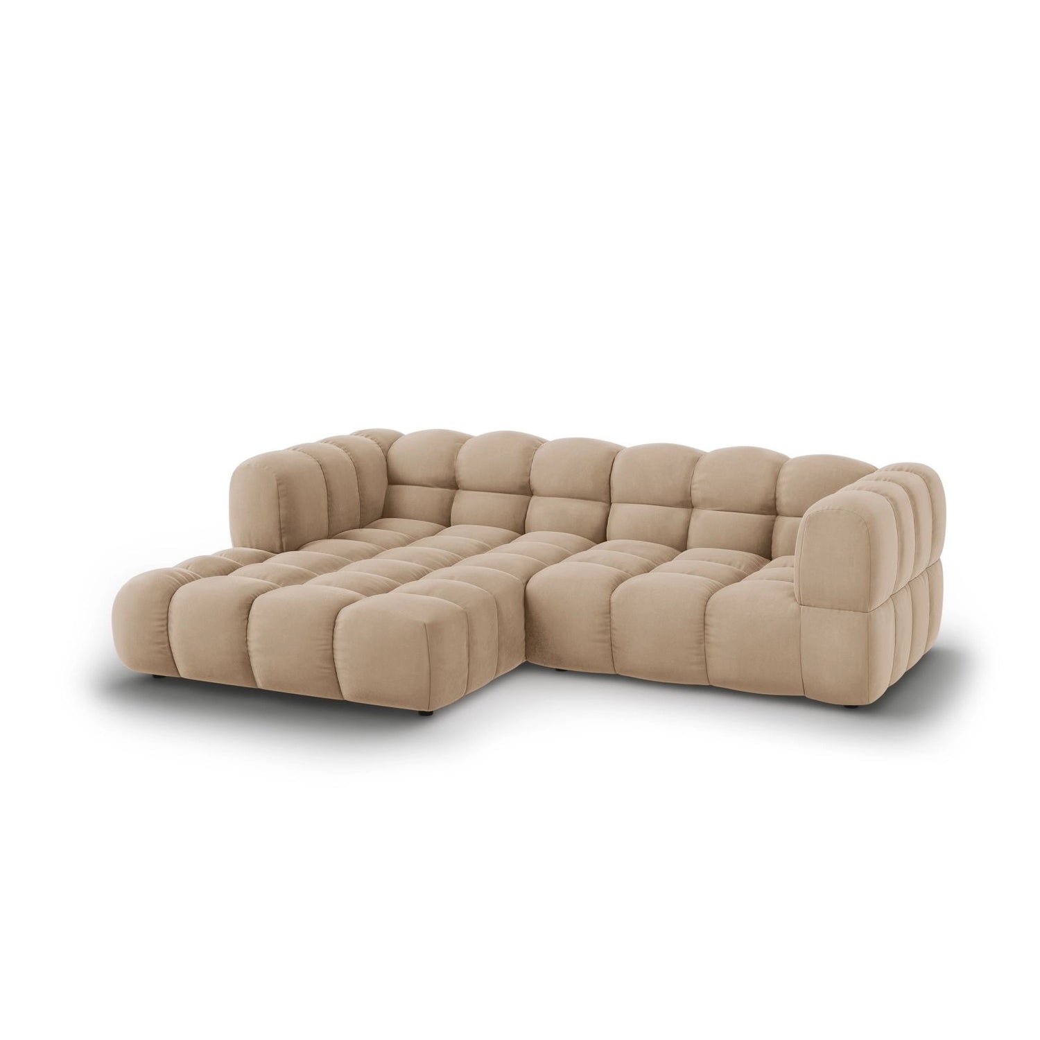 Sky 3-Sitzer Ecksofa, Linke Seite, aus Samt in Sand (Casino Lion), 244x162x70 cm von Cosmopolitan Design – Bild 3