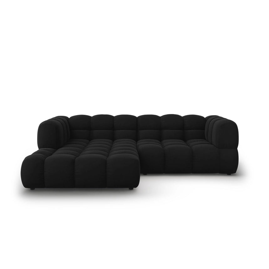 Sky 3-Sitzer Ecksofa, Linke Seite, aus Samt in Schwarz (Casino Black), 244x162x70 cm von Cosmopolitan Design – Bild 1