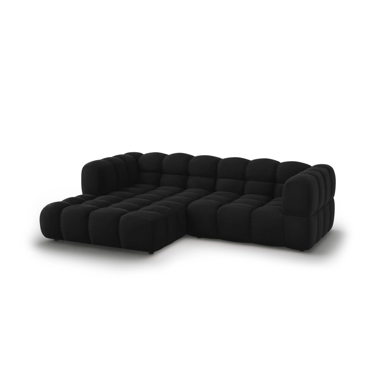 Sky 3-Sitzer Ecksofa, Linke Seite, aus Samt in Schwarz (Casino Black), 244x162x70 cm von Cosmopolitan Design – Bild 3