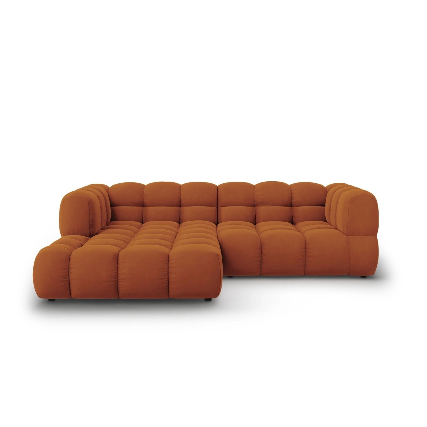 Sky 3-Sitzer Ecksofa, Linke Seite, aus Samt in Terrakotta (Casino Terracota), 244x162x70 cm von Cosmopolitan Design – Bild 1