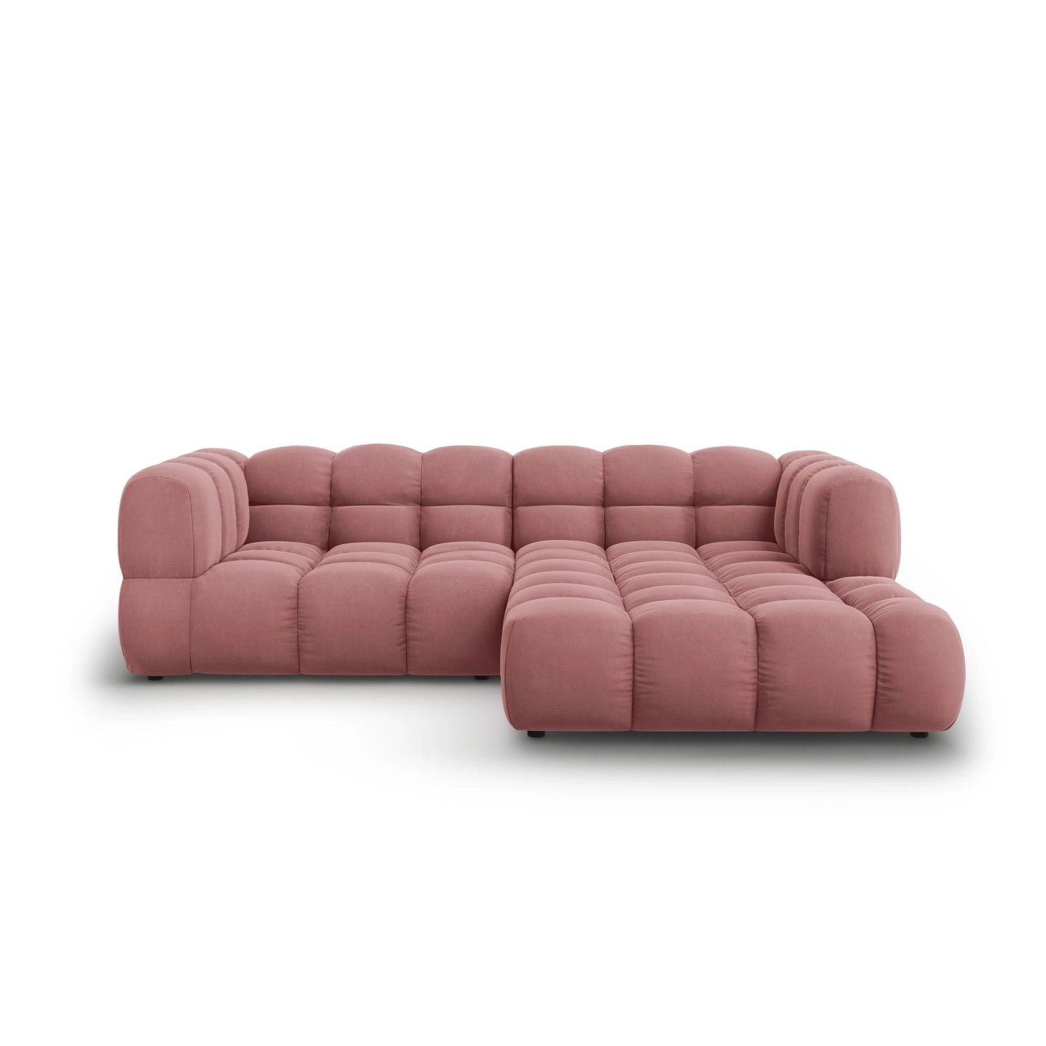 Sky 3-Sitzer Ecksofa, Rechte Seite, aus Samt in Flamingo (Casino Salmon), 244x162x70 cm von Cosmopolitan Design – Bild 1