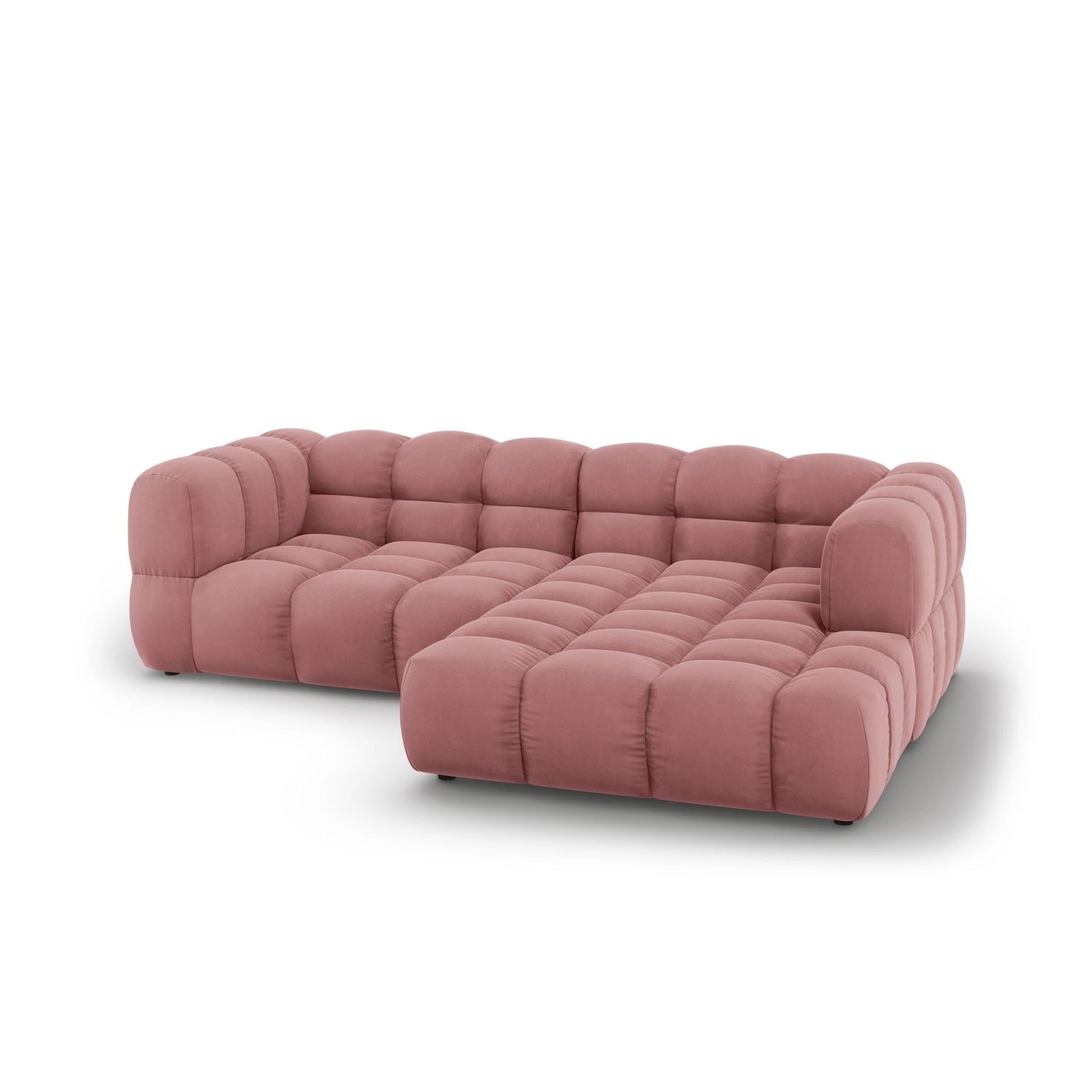 Sky 3-Sitzer Ecksofa, Rechte Seite, aus Samt in Flamingo (Casino Salmon), 244x162x70 cm von Cosmopolitan Design – Bild 4