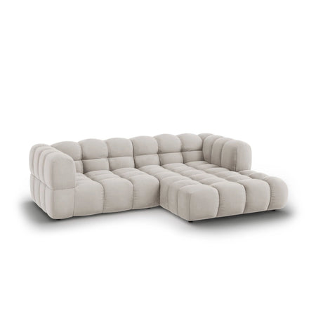 Sky 3-Sitzer Ecksofa, Rechte Seite, aus Samt in Hellbeige (Casino Pearl), 244x162x70 cm von Cosmopolitan Design – Bild 3