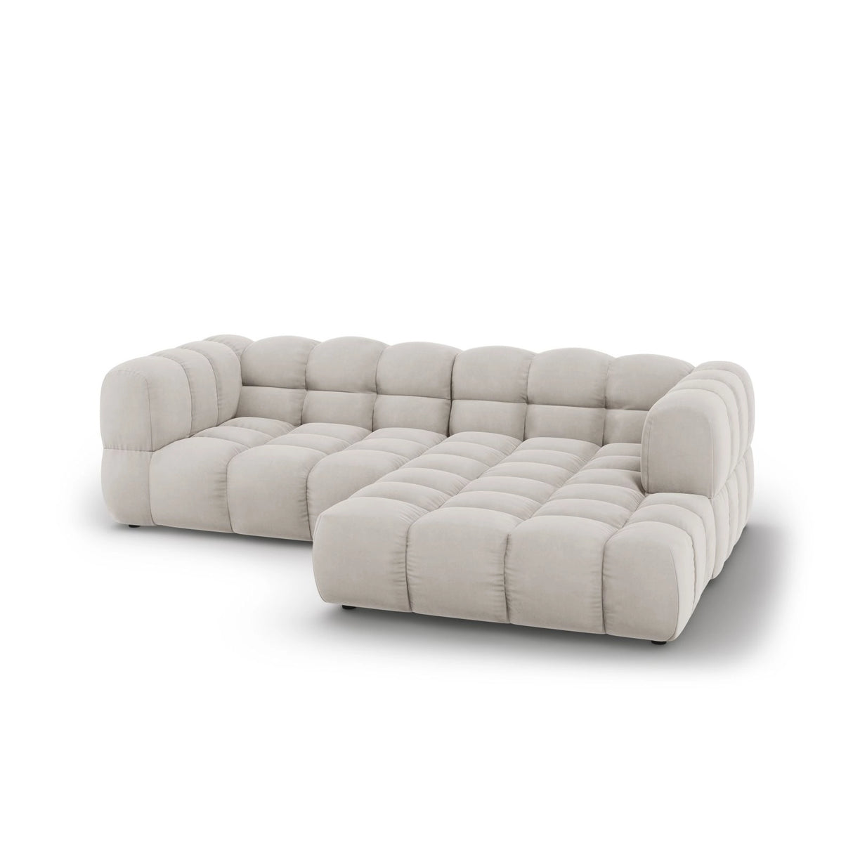Sky 3-Sitzer Ecksofa, Rechte Seite, aus Samt in Hellbeige (Casino Pearl), 244x162x70 cm von Cosmopolitan Design – Bild 4