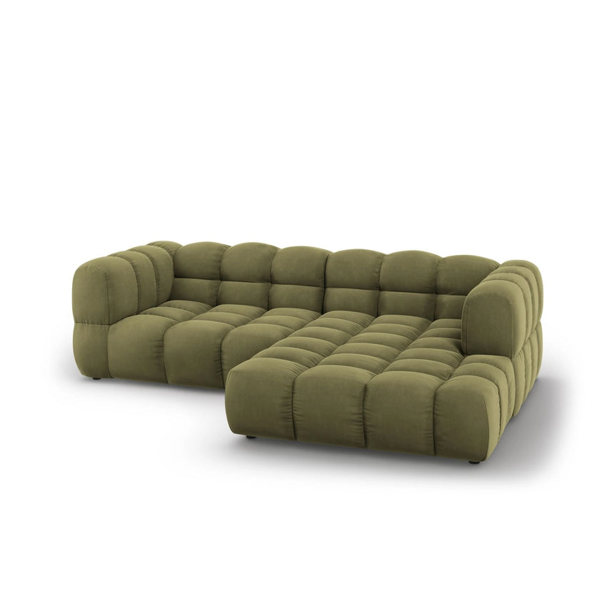 Sky 3-Sitzer Ecksofa, Rechte Seite, aus Samt in Hellgrün (Casino Forest), 244x162x70 cm von Cosmopolitan Design – Bild 4