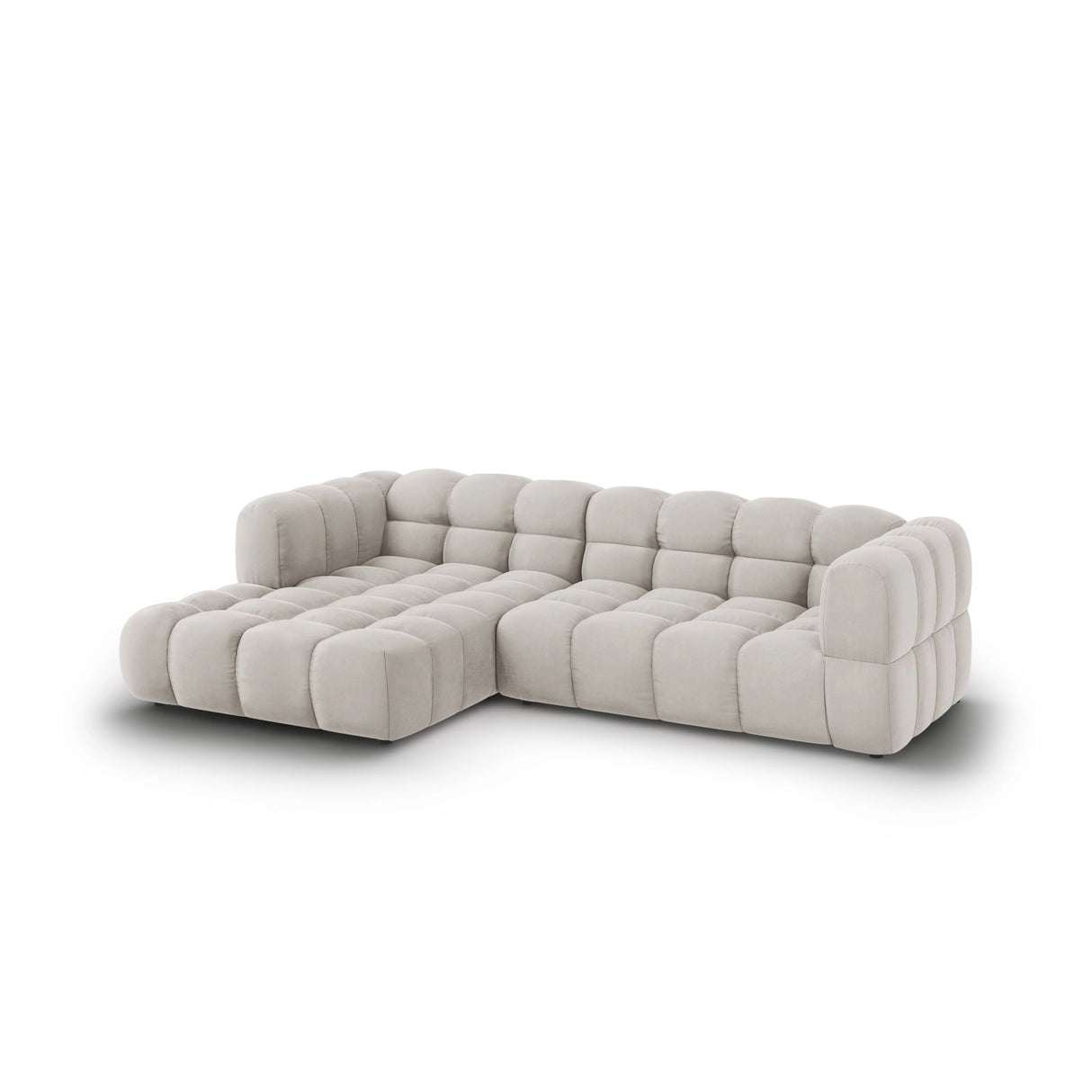 Sky 4-Sitzer Ecksofa, Linke Seite, aus Samt in Hellbeige (Casino Pearl), 272x162x70 cm von Cosmopolitan Design – Bild 3