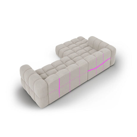 Sky 4-Sitzer Ecksofa, Linke Seite, aus Samt in Hellbeige (Casino Pearl), 272x162x70 cm von Cosmopolitan Design – Bild 4