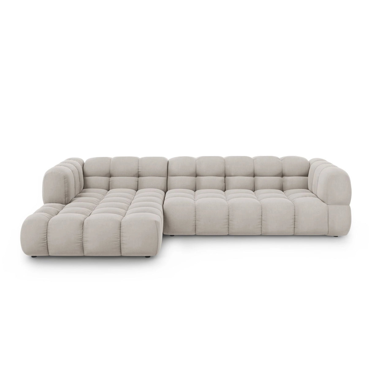 Sky 4-Sitzer Ecksofa, Linke Seite, aus Samt in Hellbeige (Casino Pearl), 300x162x70 cm von Cosmopolitan Design – Bild 1