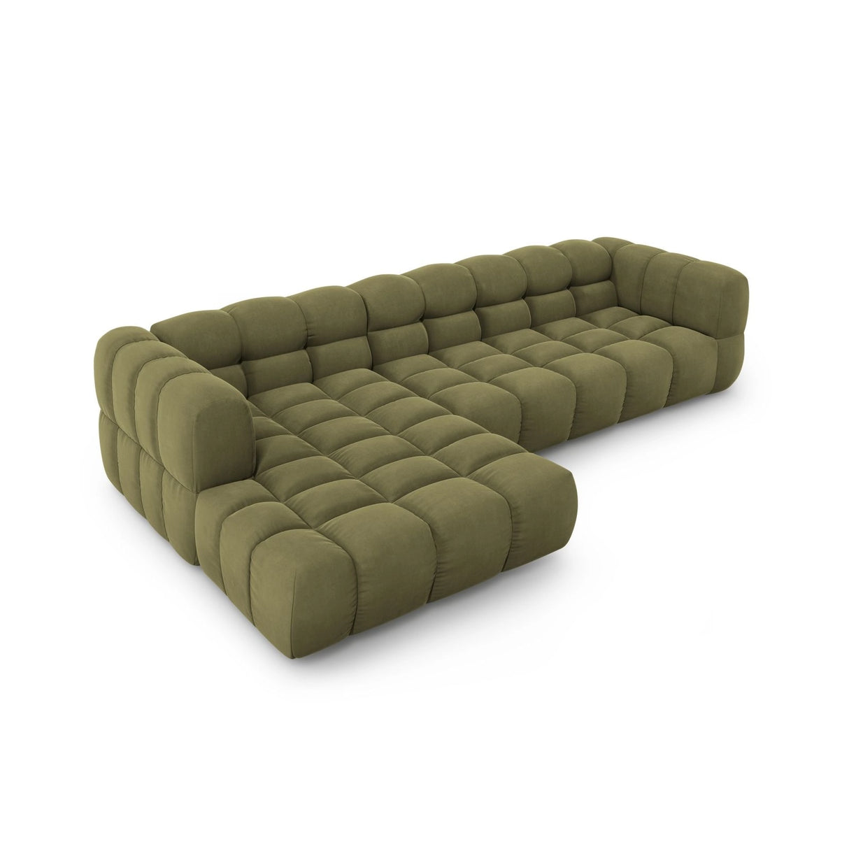 Sky 4-Sitzer Ecksofa, Linke Seite, aus Samt in Hellgrün (Casino Forest), 300x162x70 cm von Cosmopolitan Design – Bild 4