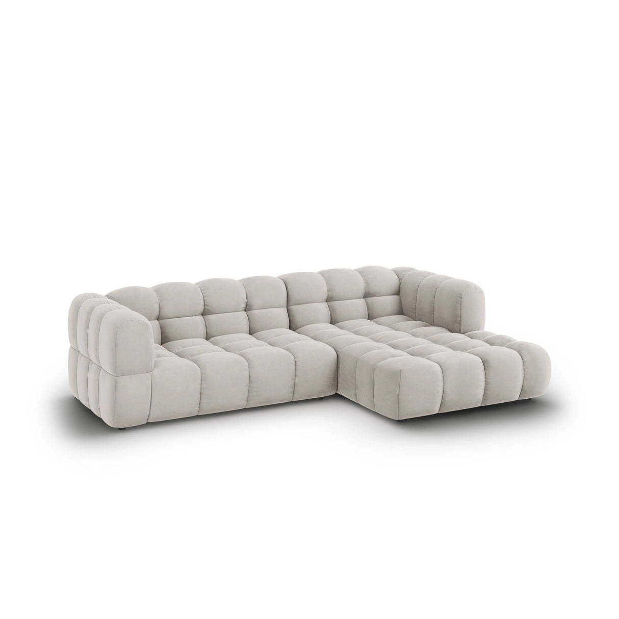 Sky 4-Sitzer Ecksofa, Rechte Seite, aus Samt in Hellbeige (Casino Pearl), 272x162x70 cm von Cosmopolitan Design – Bild 3