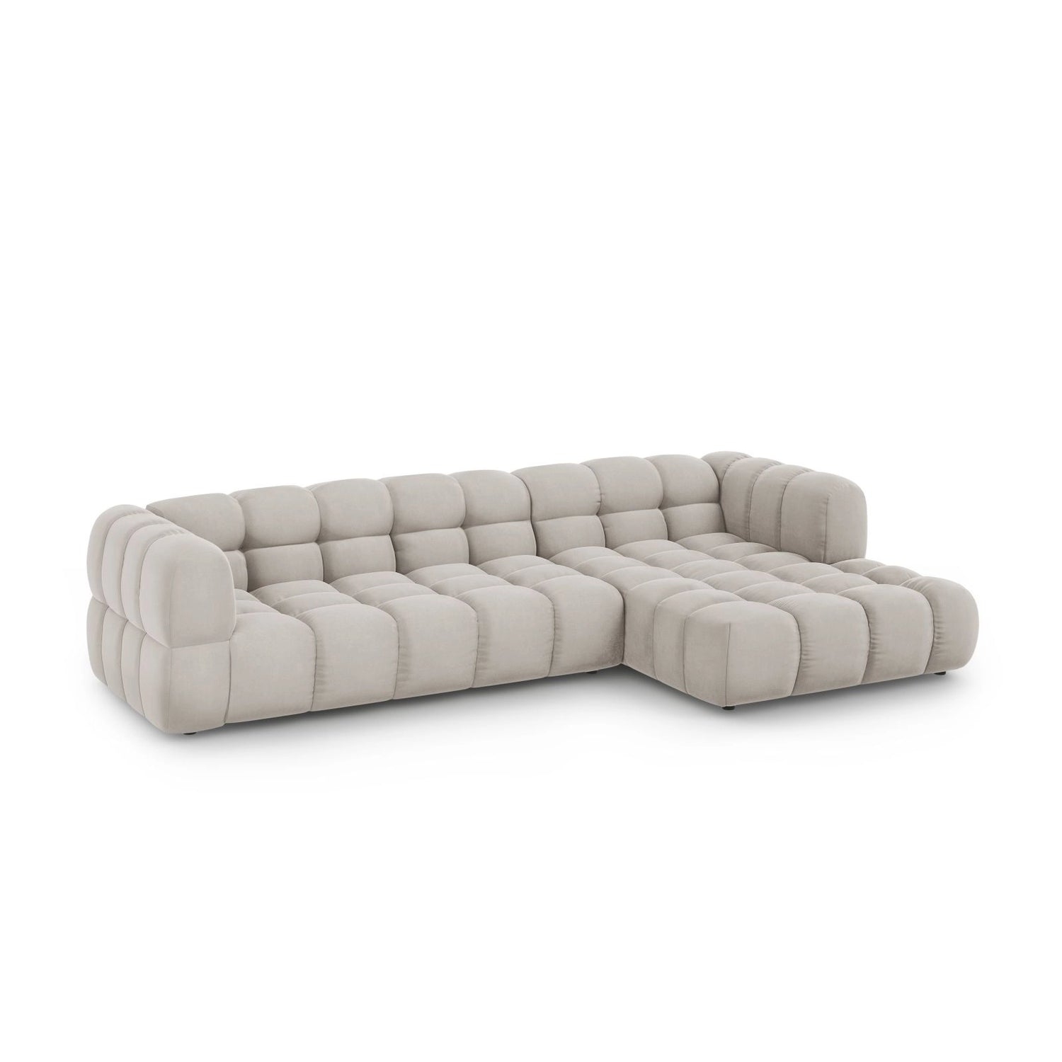 Sky 4-Sitzer Ecksofa, Rechte Seite, aus Samt in Hellbeige (Casino Pearl), 300x162x70 cm von Cosmopolitan Design – Bild 3