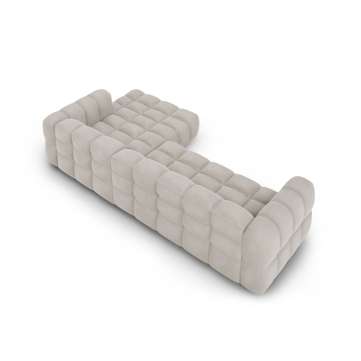 Sky 4-Sitzer Ecksofa, Rechte Seite, aus Samt in Hellbeige (Casino Pearl), 300x162x70 cm von Cosmopolitan Design – Bild 5