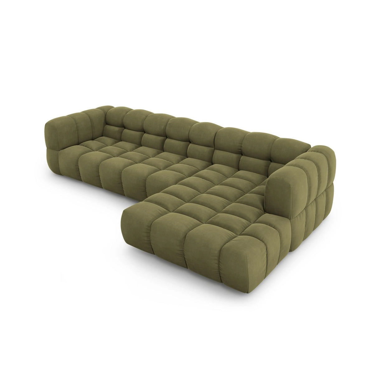 Sky 4-Sitzer Ecksofa, Rechte Seite, aus Samt in Hellgrün (Casino Forest), 300x162x70 cm von Cosmopolitan Design – Bild 4