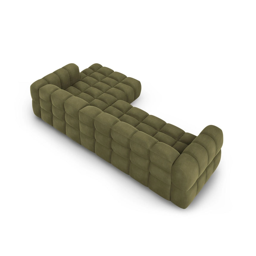 Sky 4-Sitzer Ecksofa, Rechte Seite, aus Samt in Hellgrün (Casino Forest), 300x162x70 cm von Cosmopolitan Design – Bild 5