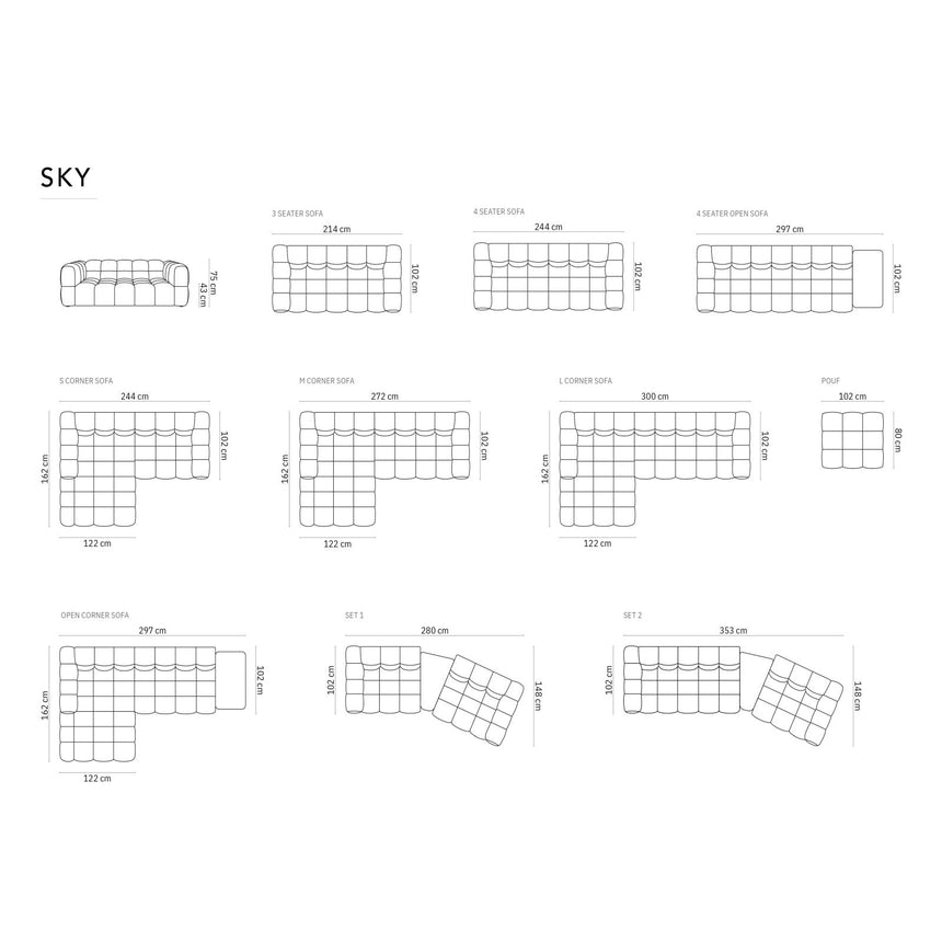 Sky Modulares 2-Sitzer Sofa aus Samt in Sand (Casino Lion), 280x148 cm von Cosmopolitan Design – Bild 2