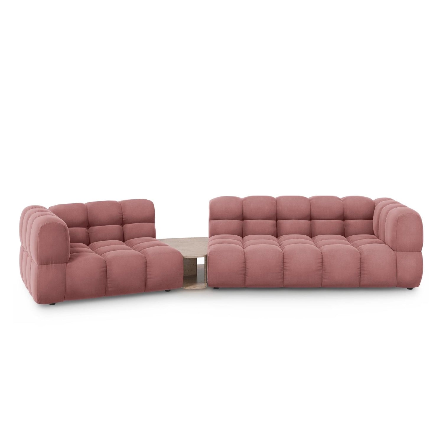Sky Modulares 3-Sitzer Sofa, Linke Seite, aus Samt in Flamingo (Casino Salmon), 353x148 cm von Cosmopolitan Design – Bild 1