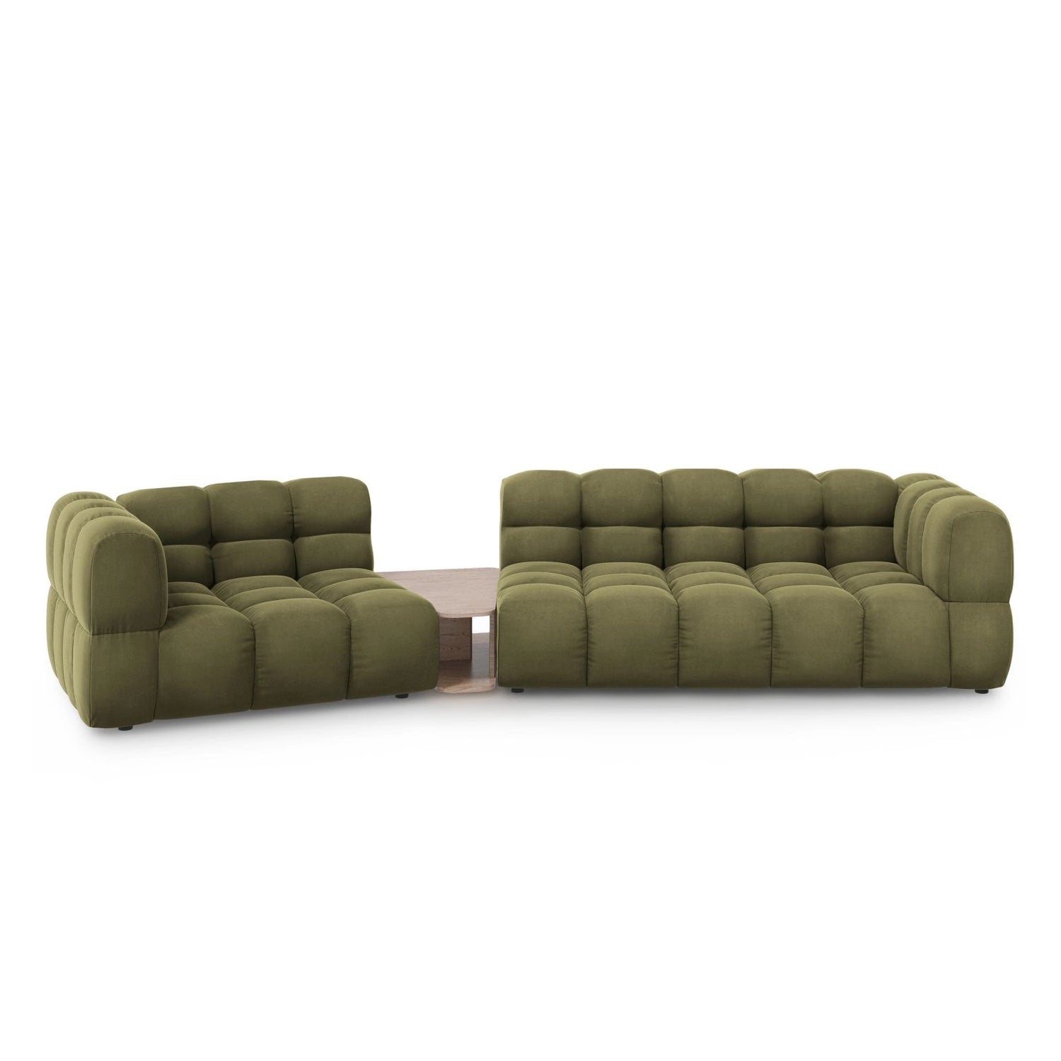 Sky Modulares 3-Sitzer Sofa, Linke Seite, aus Samt in Hellgrün (Casino Forest), 353x148 cm von Cosmopolitan Design – Bild 1