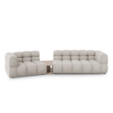 Sky Modulares 3-Sitzer Sofa, Linke Seite, aus Samt in Leichtes Beige (Casino Pearl), 353x148 cm von Cosmopolitan Design – Bild 1