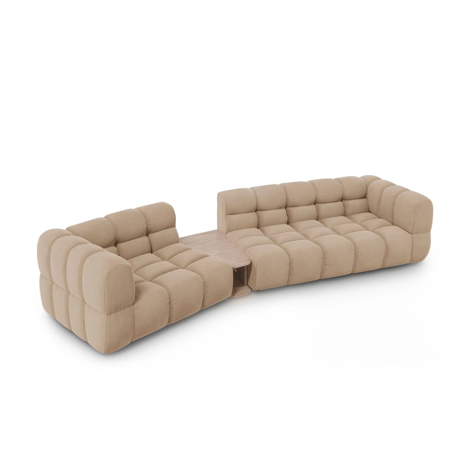 Sky Modulares 3-Sitzer Sofa, Linke Seite, aus Samt in Sand (Casino Lion), 353x148 cm von Cosmopolitan Design – Bild 4
