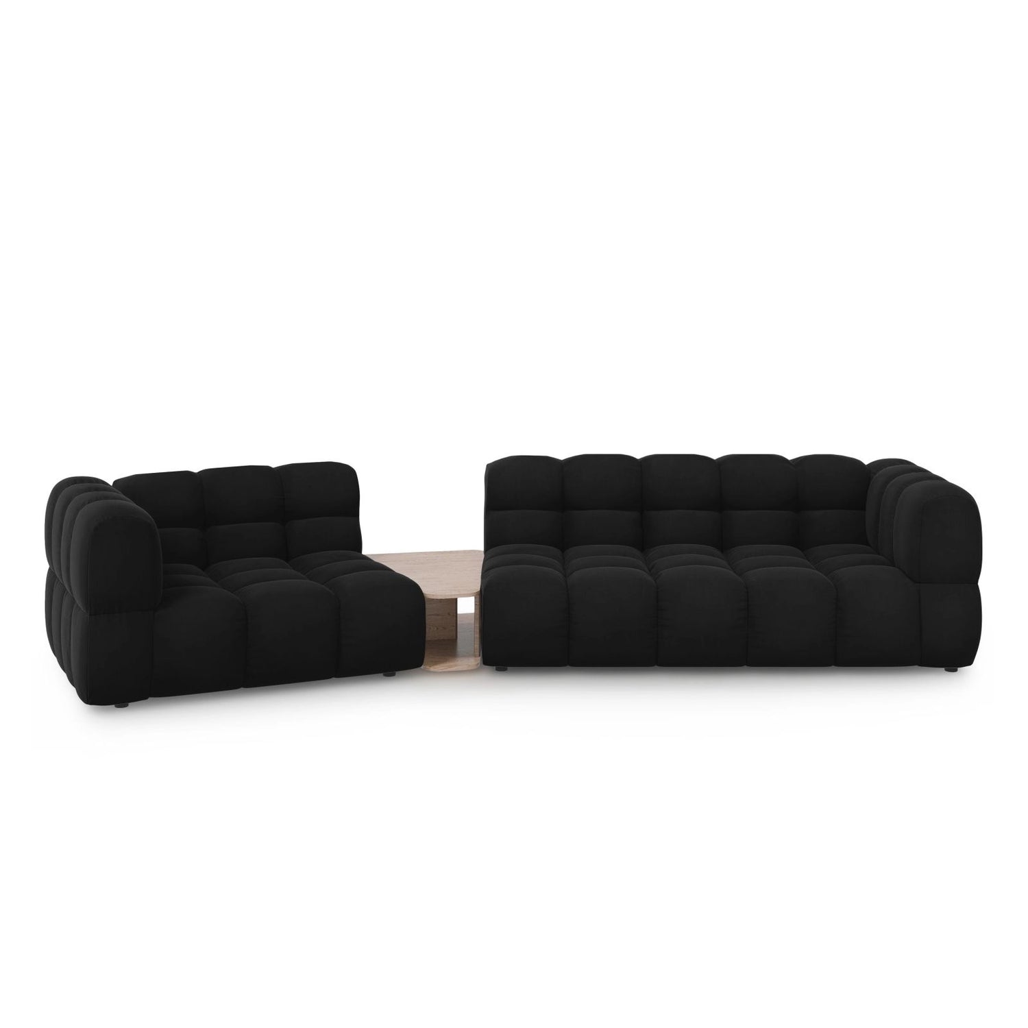 Sky Modulares 3-Sitzer Sofa, Linke Seite, aus Samt in Schwarz (Casino Black), 353x148 cm von Cosmopolitan Design – Bild 1