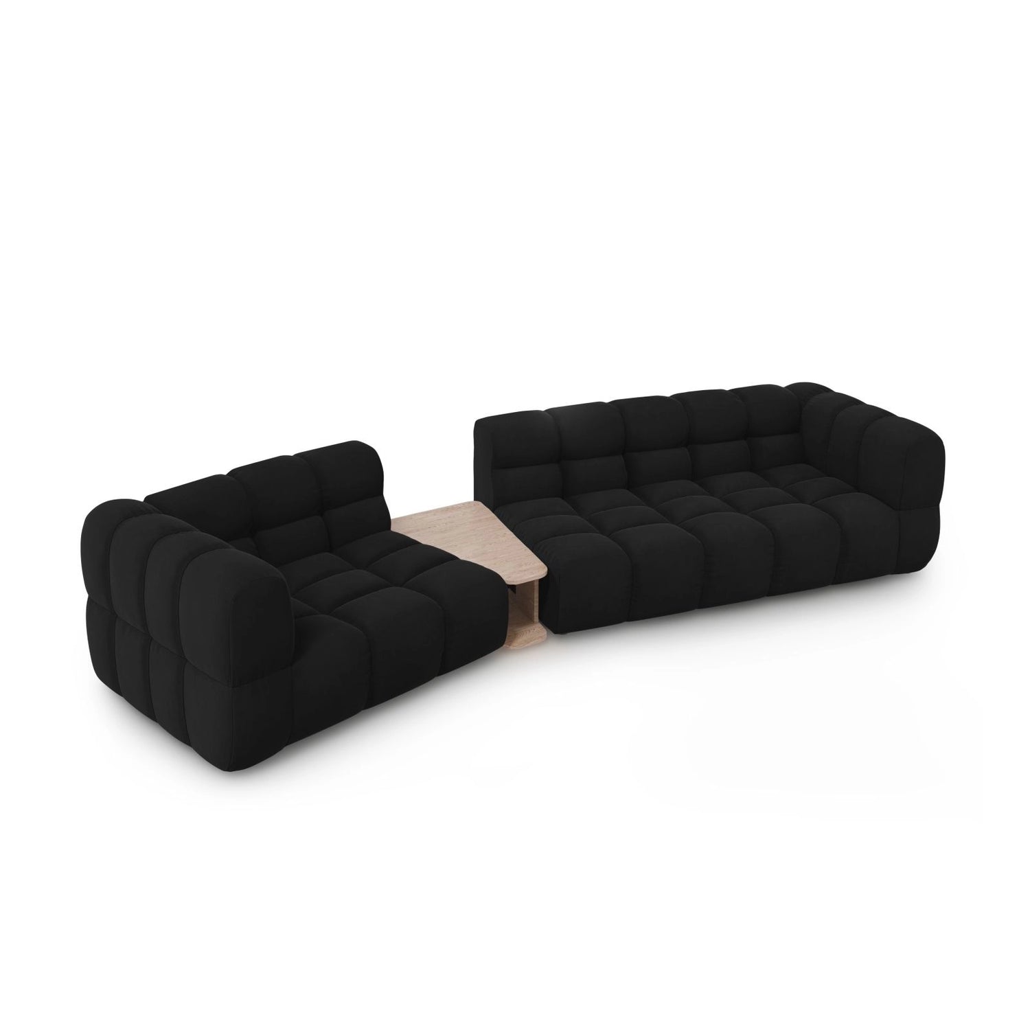 Sky Modulares 3-Sitzer Sofa, Linke Seite, aus Samt in Schwarz (Casino Black), 353x148 cm von Cosmopolitan Design – Bild 4