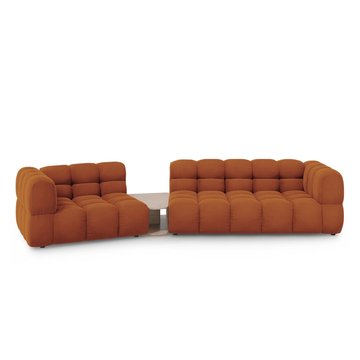 Sky Modulares 3-Sitzer Sofa, Linke Seite, aus Samt in Terrakotta (Casino Terracota), 353x148 cm von Cosmopolitan Design – Bild 1
