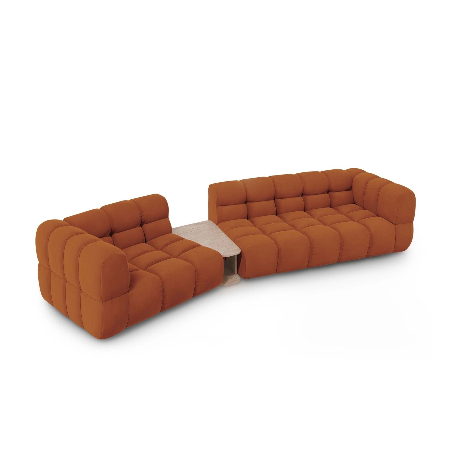 Sky Modulares 3-Sitzer Sofa, Linke Seite, aus Samt in Terrakotta (Casino Terracota), 353x148 cm von Cosmopolitan Design – Bild 4