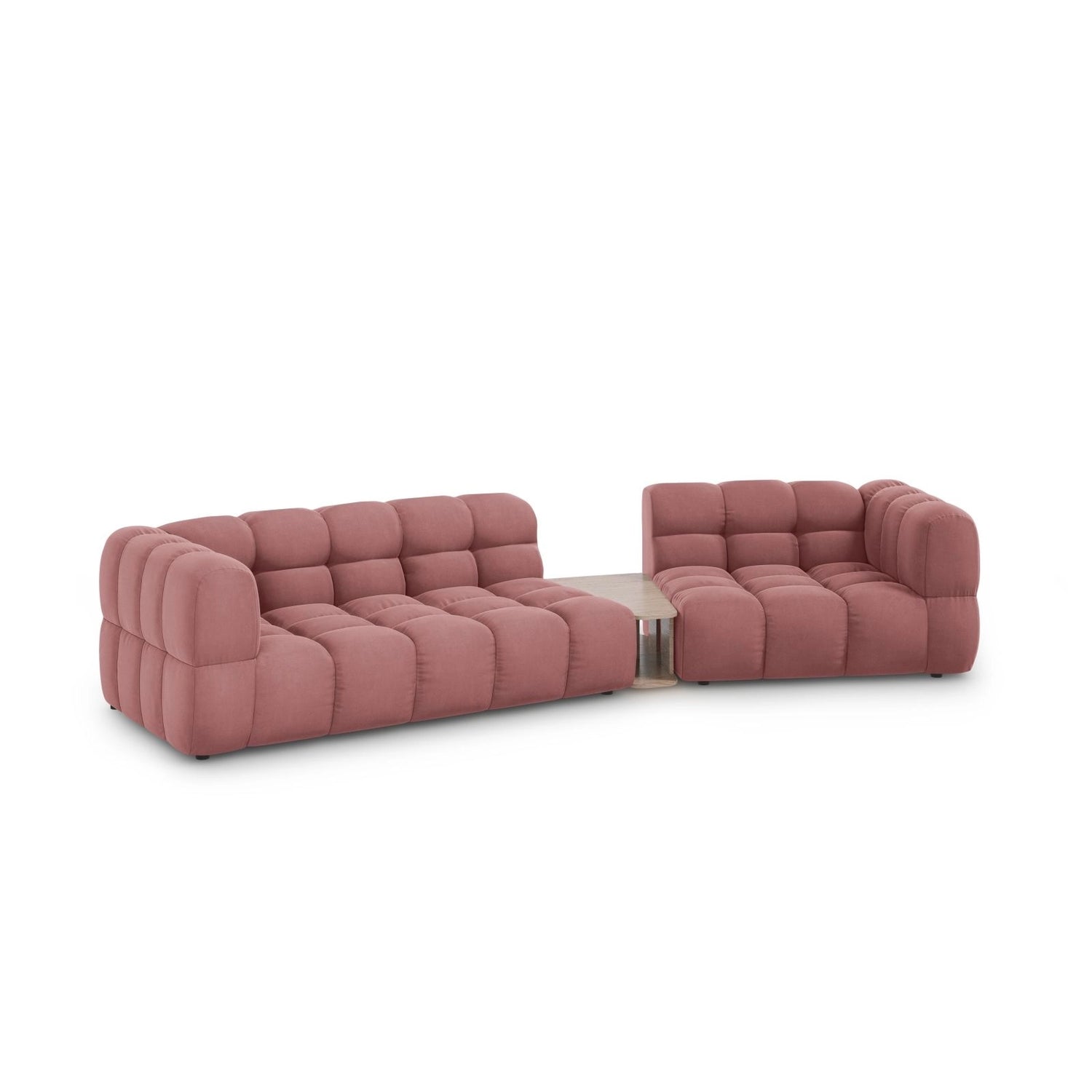 Sky Modulares 3-Sitzer Sofa, Rechte Seite, aus Samt in Flamingo (Casino Salmon), 353x148 cm von Cosmopolitan Design – Bild 3