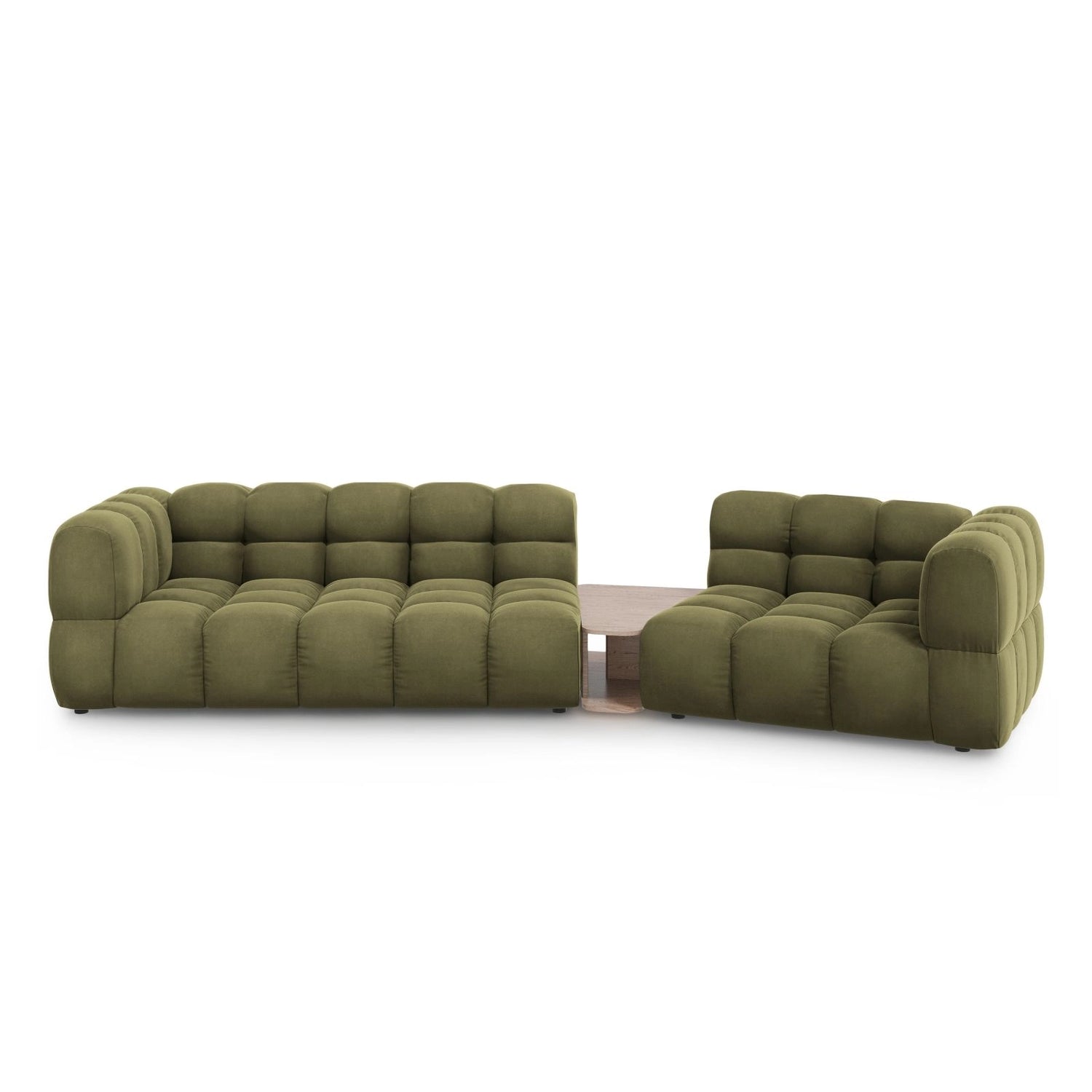 Sky Modulares 3-Sitzer Sofa, Rechte Seite, aus Samt in Hellgrün (Casino Forest), 353x148 cm von Cosmopolitan Design – Bild 1