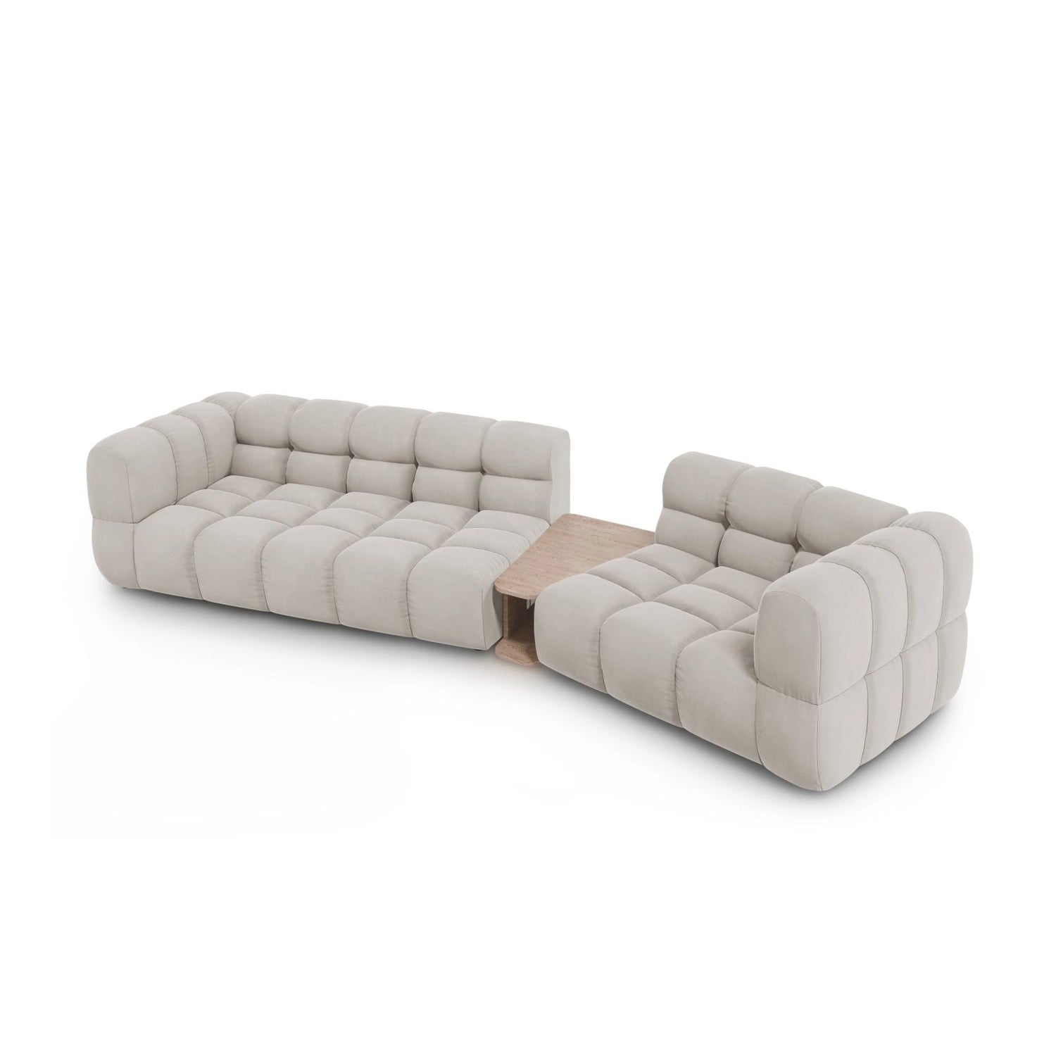 Sky Modulares 3-Sitzer Sofa, Rechte Seite, aus Samt in Leichtes Beige (Casino Pearl), 353x148 cm von Cosmopolitan Design – Bild 4