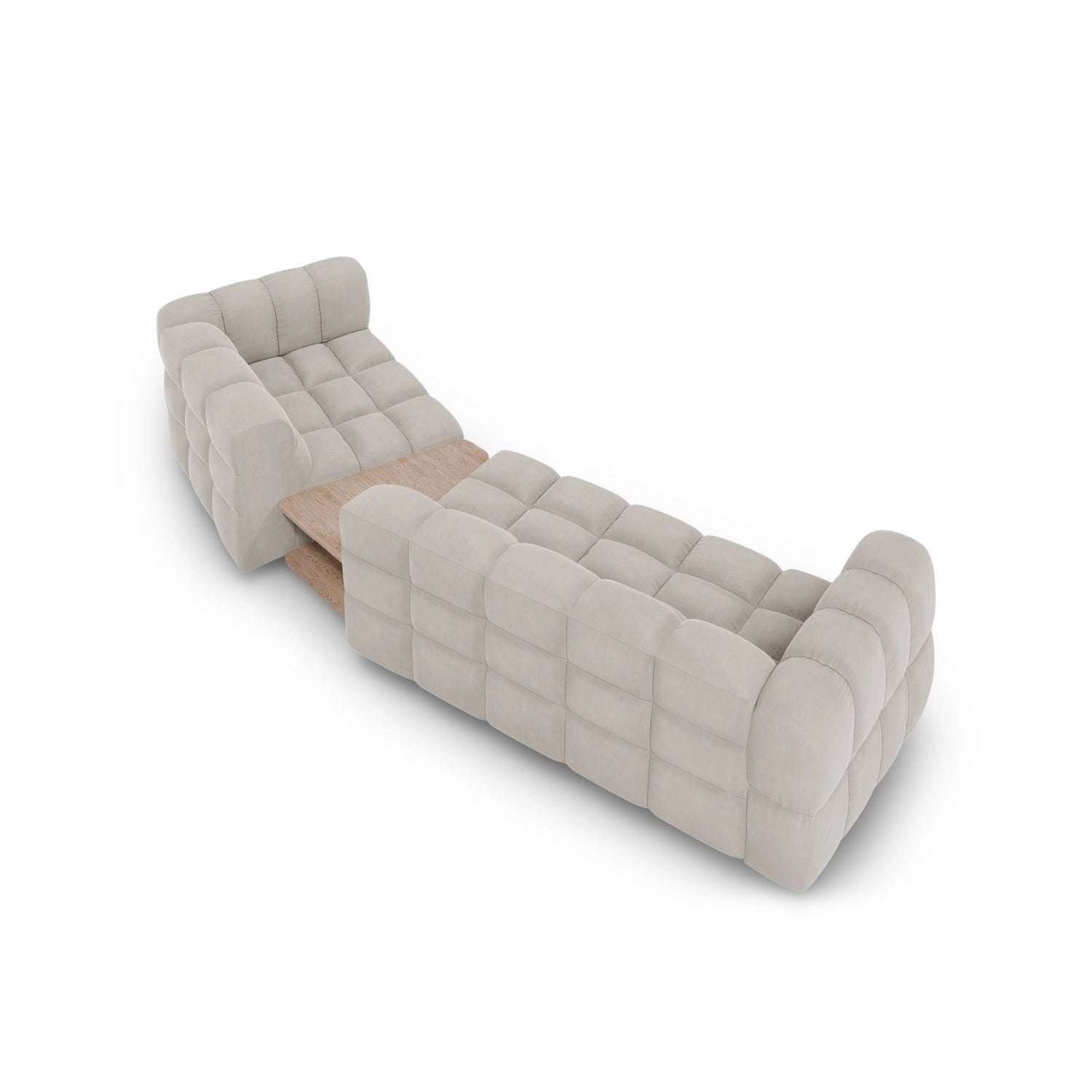 Sky Modulares 3-Sitzer Sofa, Rechte Seite, aus Samt in Leichtes Beige (Casino Pearl), 353x148 cm von Cosmopolitan Design – Bild 5