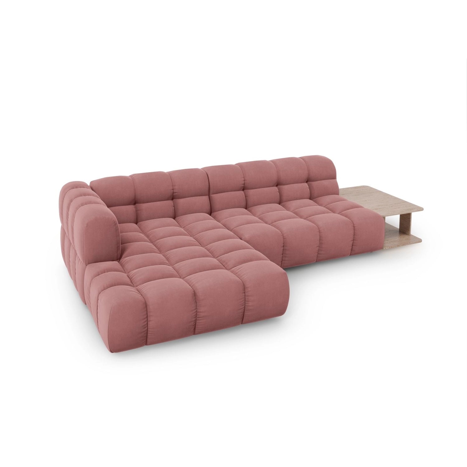 Sky Modulares 4-Sitzer Ecksofa, Linke Seite, aus Samt in Flamingo (Casino Salmon), 297x162 cm von Cosmopolitan Design – Bild 4