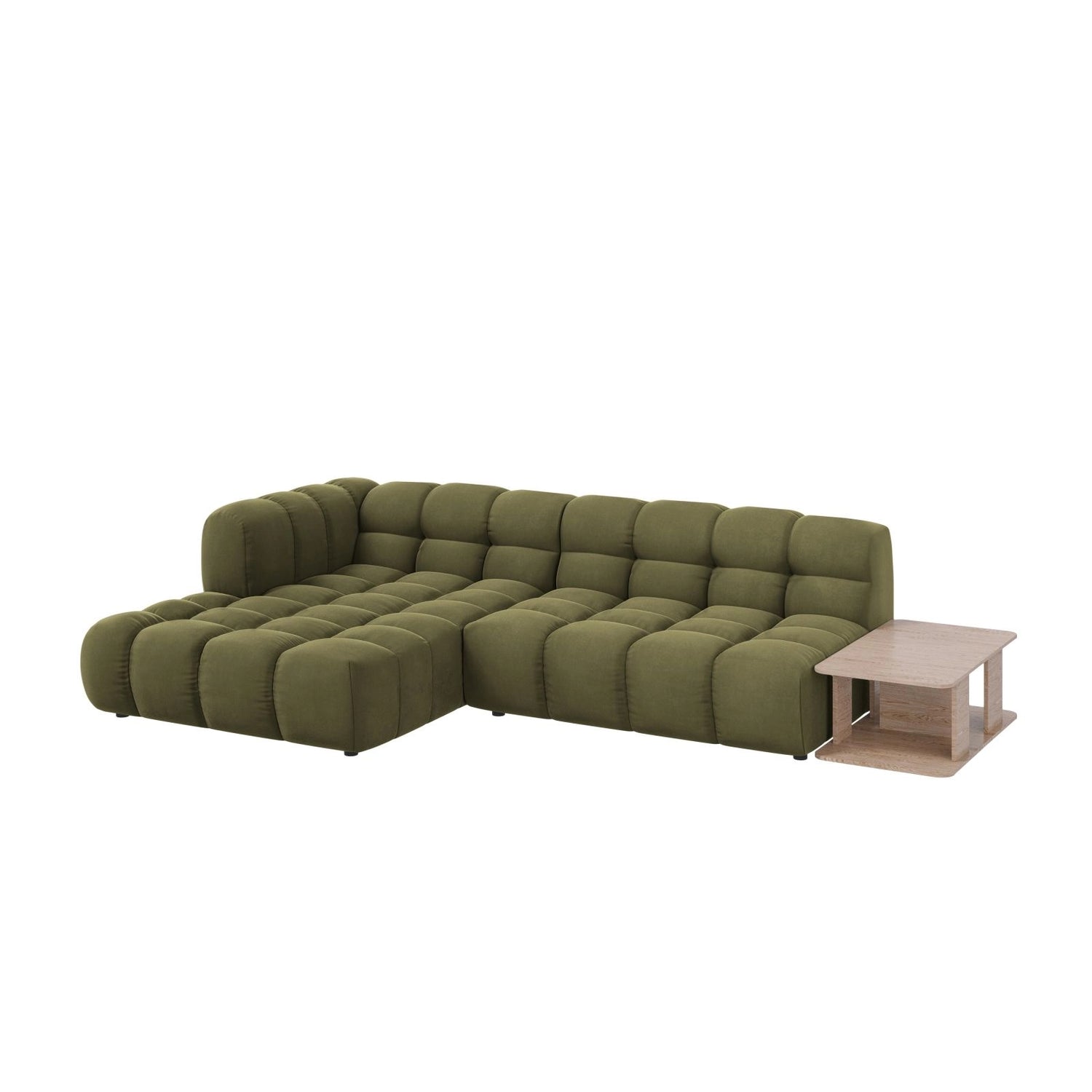 Sky Modulares 4-Sitzer Ecksofa, Linke Seite, aus Samt in Hellgrün (Casino Forest), 297x162 cm von Cosmopolitan Design – Bild 3