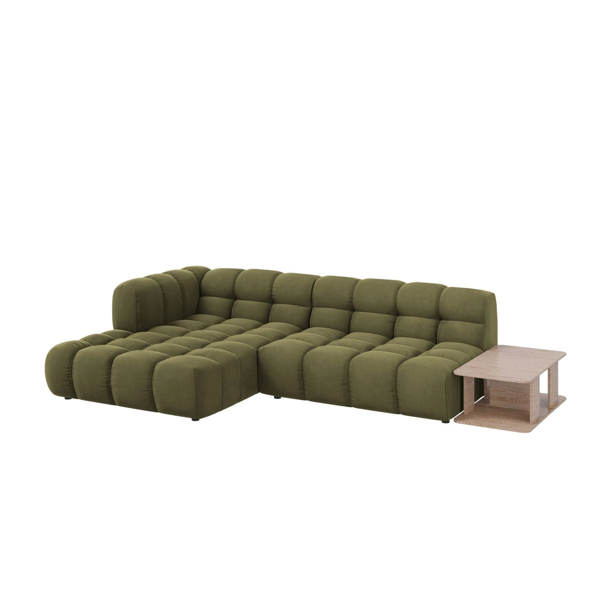 Sky Modulares 4-Sitzer Ecksofa, Linke Seite, aus Samt in Hellgrün (Casino Forest), 297x162 cm von Cosmopolitan Design – Bild 3
