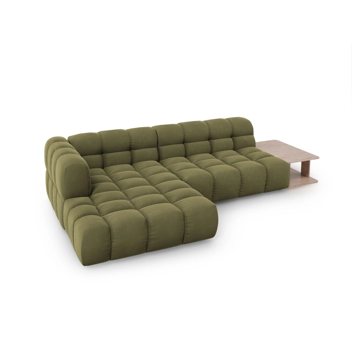Sky Modulares 4-Sitzer Ecksofa, Linke Seite, aus Samt in Hellgrün (Casino Forest), 297x162 cm von Cosmopolitan Design – Bild 4