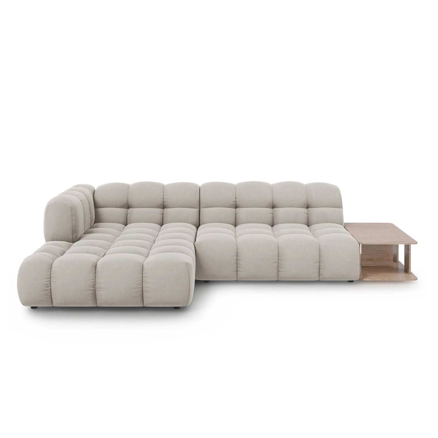 Sky Modulares 4-Sitzer Ecksofa, Linke Seite, aus Samt in Leichtes Beige (Casino Pearl), 297x162 cm von Cosmopolitan Design – Bild 1