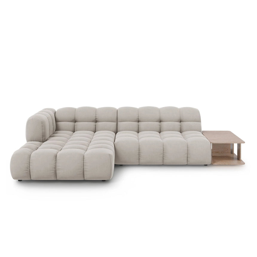 Sky Modulares 4-Sitzer Ecksofa, Linke Seite, aus Samt in Leichtes Beige (Casino Pearl), 297x162 cm von Cosmopolitan Design – Bild 1