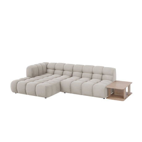 Sky Modulares 4-Sitzer Ecksofa, Linke Seite, aus Samt in Leichtes Beige (Casino Pearl), 297x162 cm von Cosmopolitan Design – Bild 3