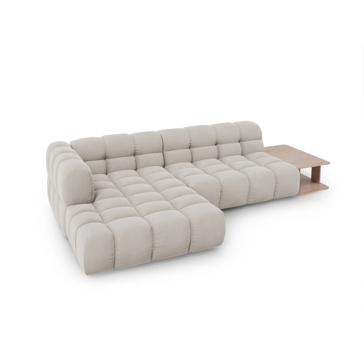 Sky Modulares 4-Sitzer Ecksofa, Linke Seite, aus Samt in Leichtes Beige (Casino Pearl), 297x162 cm von Cosmopolitan Design – Bild 4