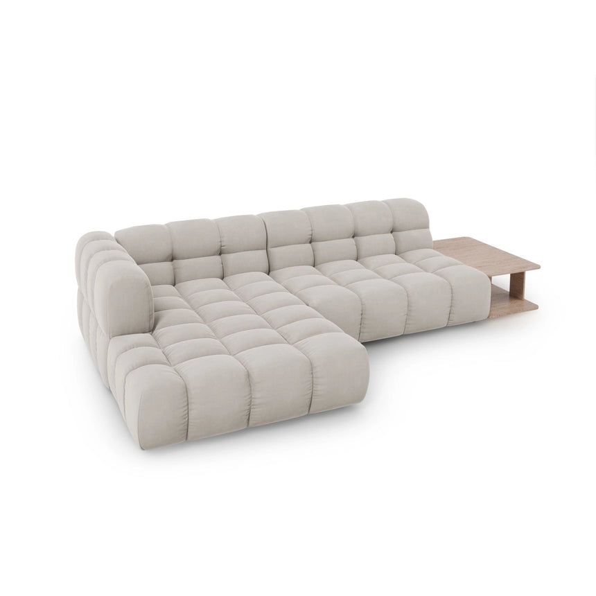Sky Modulares 4-Sitzer Ecksofa, Linke Seite, aus Samt in Leichtes Beige (Casino Pearl), 297x162 cm von Cosmopolitan Design – Bild 4